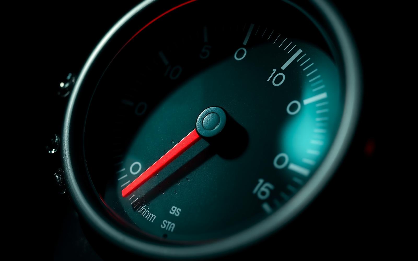 A pressure gauge needle at depth