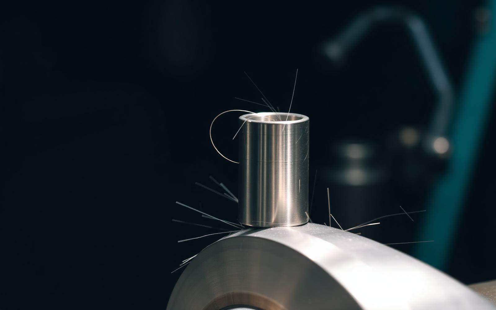A steel component being machined