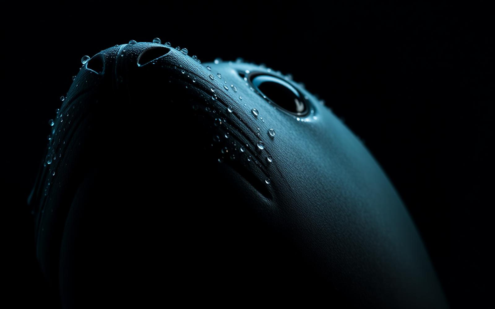 Condensation on a black rubber seal